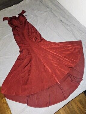 Red Satin Formal Wear Dress By Let's